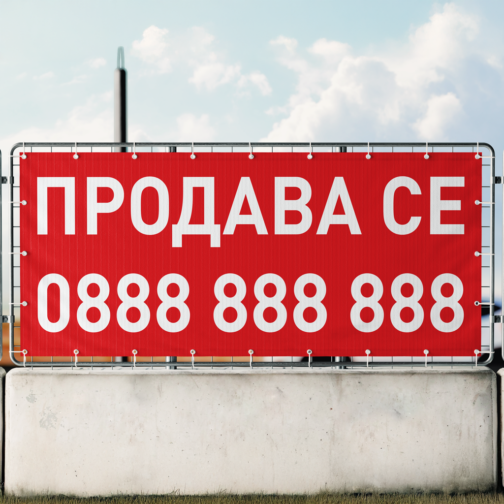 Печат на винил (банер) "ПРОДАВА СЕ" с вашият телефонен номер